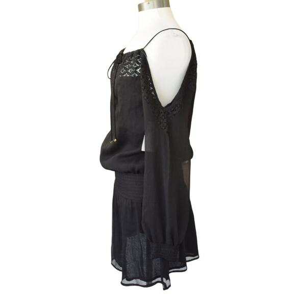 New Revolve CHLOE OLIVER Milano Black Cold Shoulder Mini Dress Blouson - Picture 7 of 8